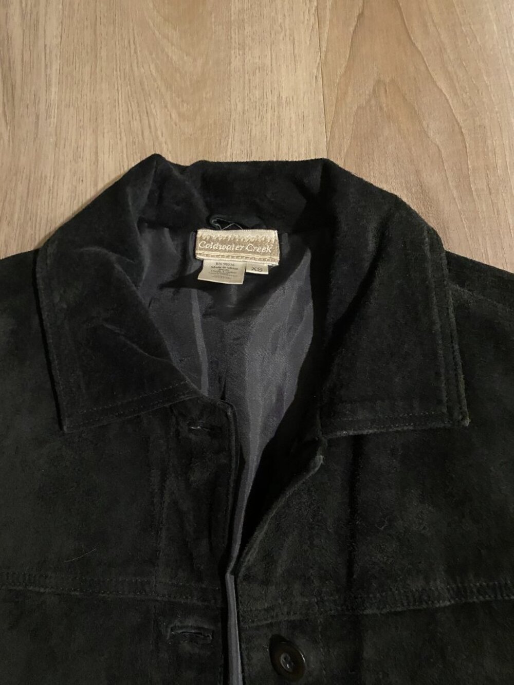 Vintage 90s Black Suede Leather Oversized Jacket Size XS | Fits S-M - Picture 9 of 9